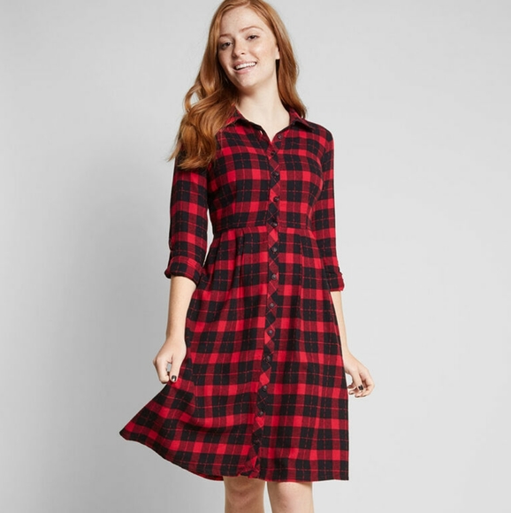 Modcloth Dresses & Skirts - Mod Cloth Jam Girl Flannel Shirtdress Plaid